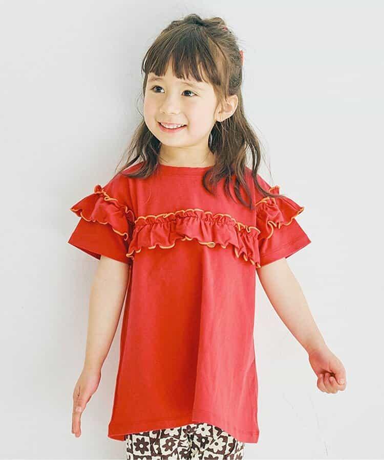 【連衣】想要一起購買的配色柔和荷葉邊彈力T恤