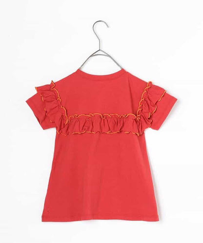 【連衣】想要一起購買的配色柔和荷葉邊彈力T恤