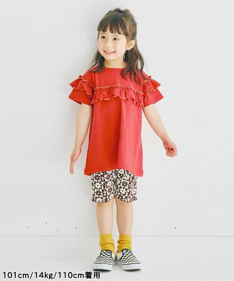 【連衣】想要一起購買的配色柔和荷葉邊彈力T恤