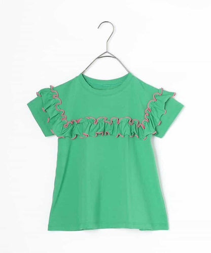 【連衣】想要一起購買的配色柔和荷葉邊彈力T恤