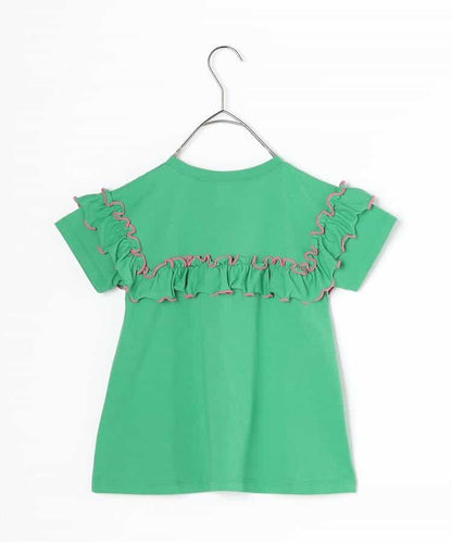 【連衣】想要一起購買的配色柔和荷葉邊彈力T恤