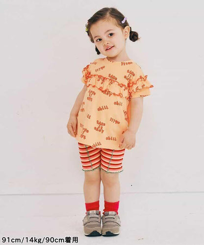 【連衣】想要一起購買的配色柔和荷葉邊彈力T恤