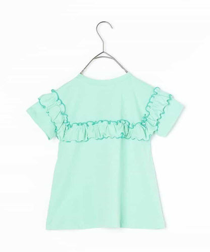 【連衣】想要一起購買的配色柔和荷葉邊彈力T恤