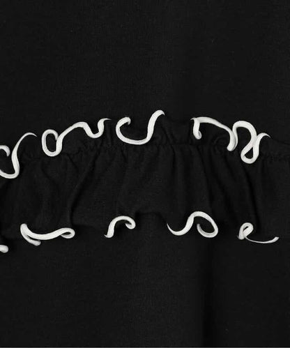 【連衣】想要一起購買的配色柔和荷葉邊彈力T恤