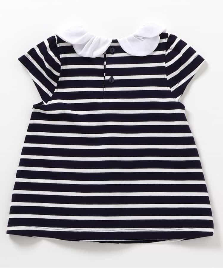 荷葉領條紋連衣裙