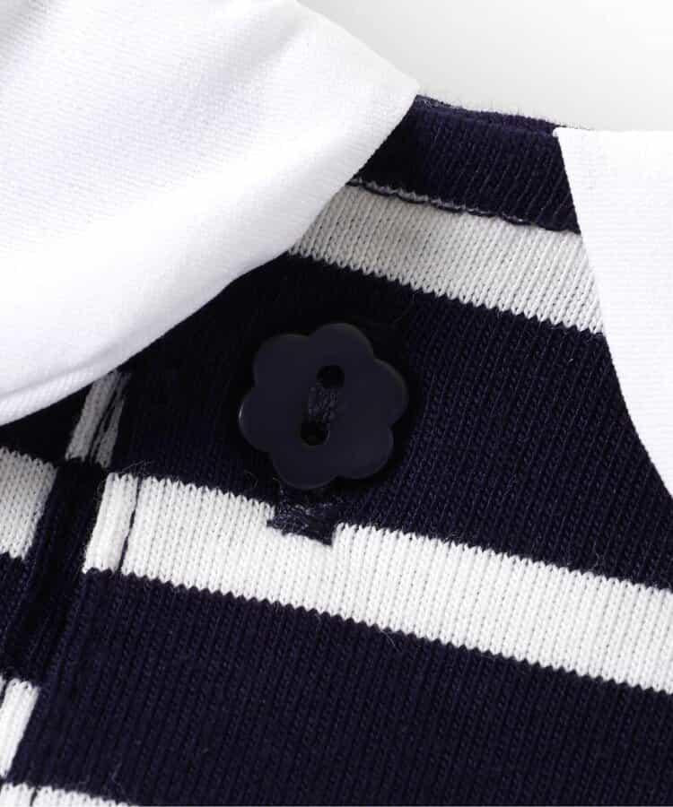 荷葉領條紋連衣裙