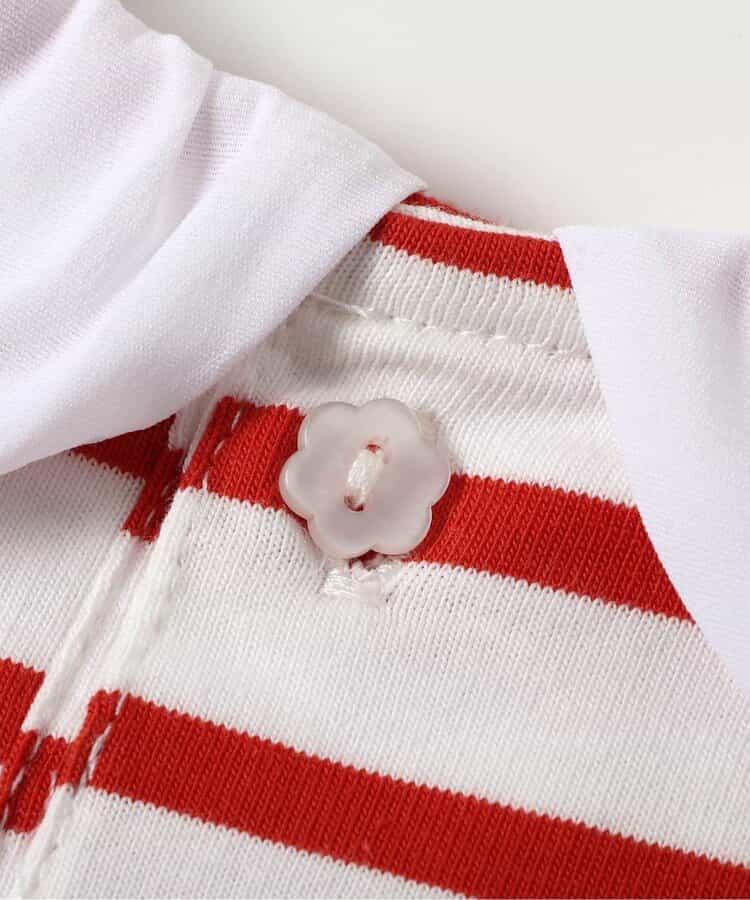 荷葉領條紋連衣裙