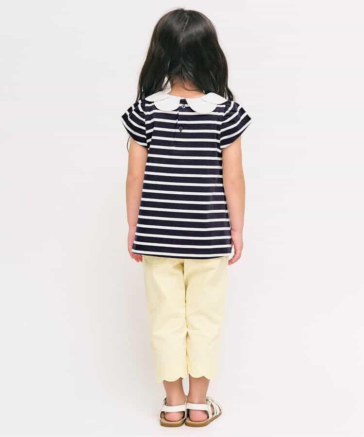 荷葉領條紋連衣裙