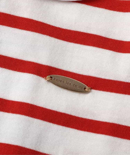 荷葉領條紋連衣裙