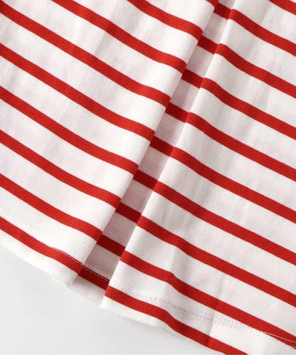 荷葉領條紋連衣裙