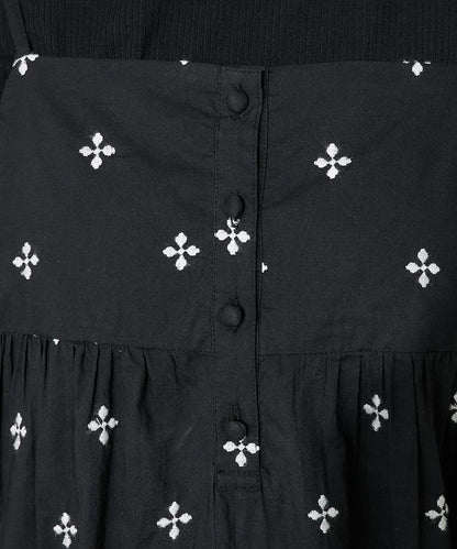 印度小花刺繡細肩帶蝴蝶結連衣裙