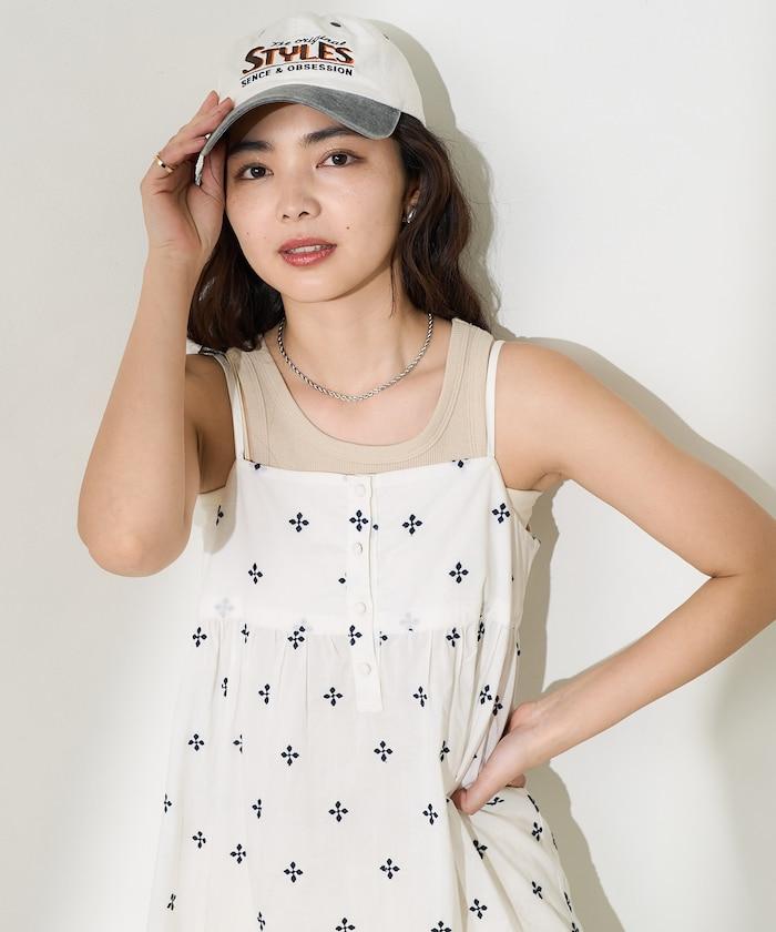 印度小花刺繡細肩帶蝴蝶結連衣裙