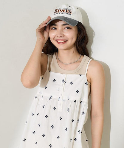 印度小花刺繡細肩帶蝴蝶結連衣裙