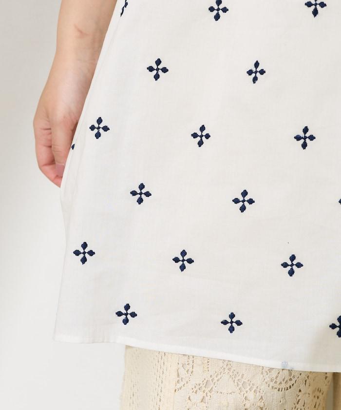 印度小花刺繡細肩帶蝴蝶結連衣裙