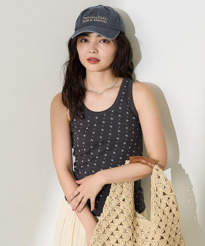 全印花針織背心