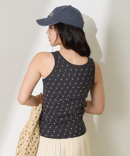 全印花針織背心