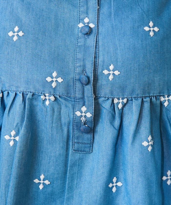 印度小花刺繡細肩帶蝴蝶結連衣裙