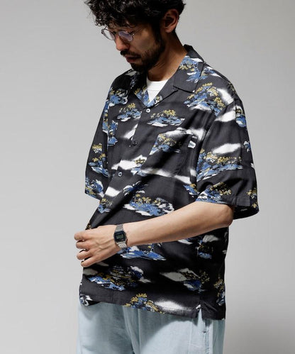 輕鬆合身 可水洗 人造絲 開領 夏威夷襯衫 短袖