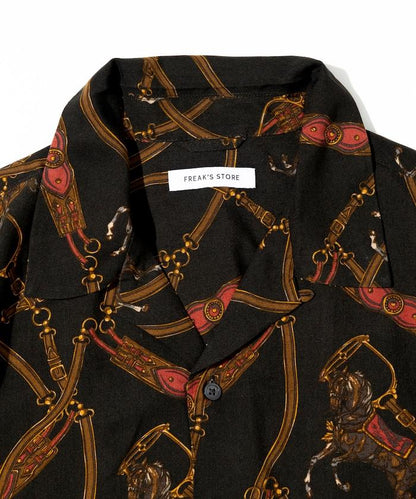 舒適版型 可水洗 人造絲 方巾圖案 開領襯衫 短袖