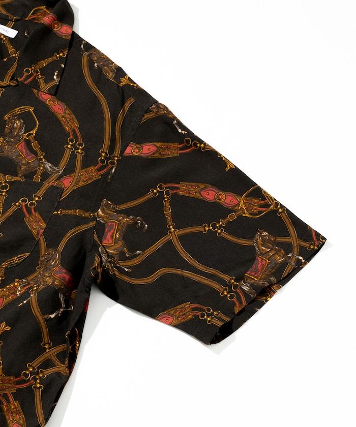 舒適版型 可水洗 人造絲 方巾圖案 開領襯衫 短袖