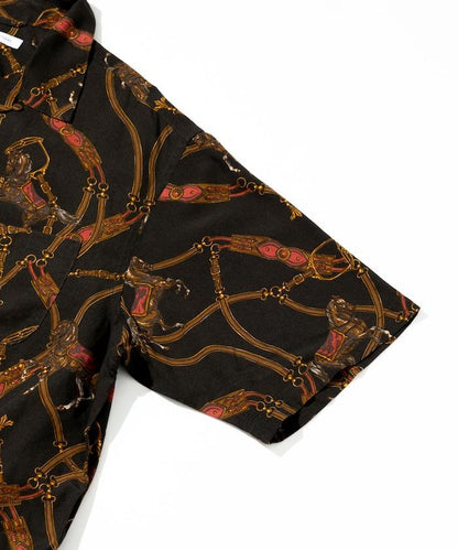 舒適版型 可水洗 人造絲 方巾圖案 開領襯衫 短袖