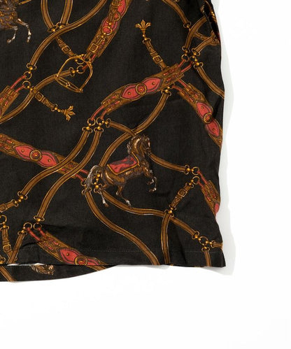 舒適版型 可水洗 人造絲 方巾圖案 開領襯衫 短袖