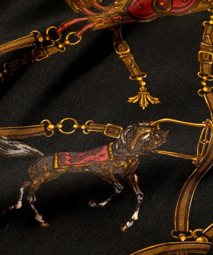 舒適版型 可水洗 人造絲 方巾圖案 開領襯衫 短袖