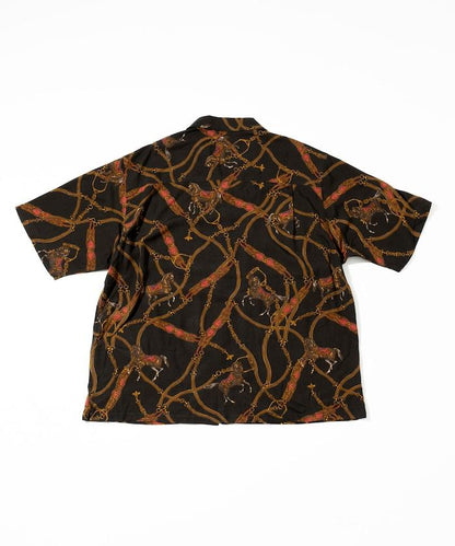 舒適版型 可水洗 人造絲 方巾圖案 開領襯衫 短袖