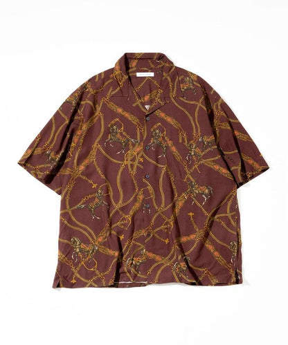 舒適版型 可水洗 人造絲 方巾圖案 開領襯衫 短袖