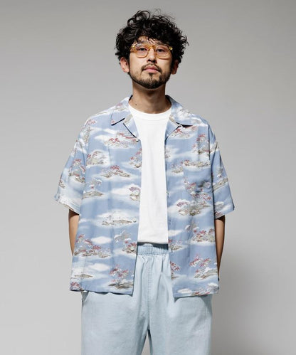 輕鬆合身 可水洗 人造絲 開領 夏威夷襯衫 短袖