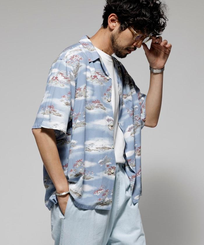 輕鬆合身 可水洗 人造絲 開領 夏威夷襯衫 短袖