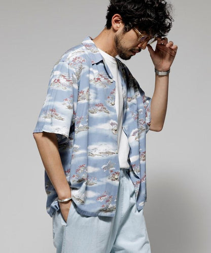 輕鬆合身 可水洗 人造絲 開領 夏威夷襯衫 短袖