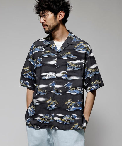 輕鬆合身 可水洗 人造絲 開領 夏威夷襯衫 短袖