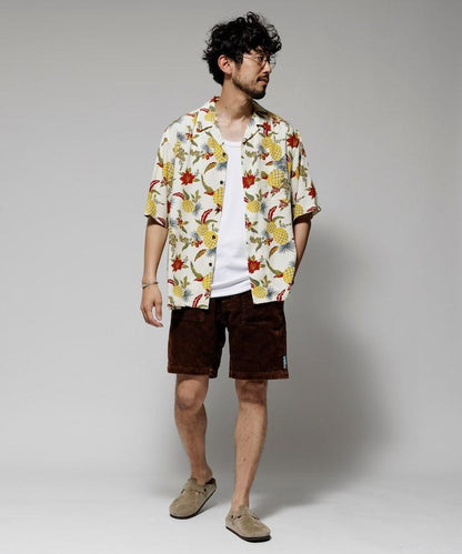 輕鬆合身 可水洗 人造絲 開領 夏威夷襯衫 短袖
