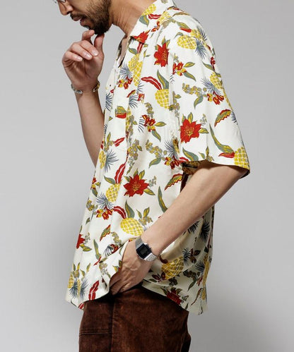 輕鬆合身 可水洗 人造絲 開領 夏威夷襯衫 短袖