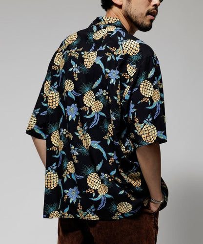 輕鬆合身 可水洗 人造絲 開領 夏威夷襯衫 短袖