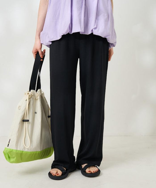 <接觸冷感/UV防護>冰夏季 肋骨寬鬆褲