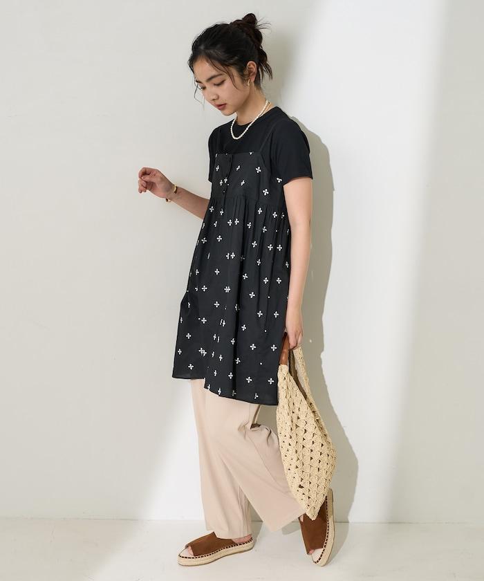 <接觸冷感/UV防護>冰夏季 肋骨寬鬆褲