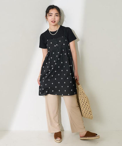 <接觸冷感/UV防護>冰夏季 肋骨寬鬆褲