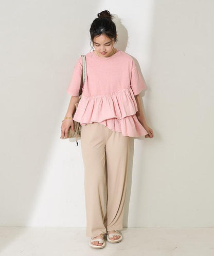 <接觸冷感/UV防護>冰夏季 肋骨寬鬆褲