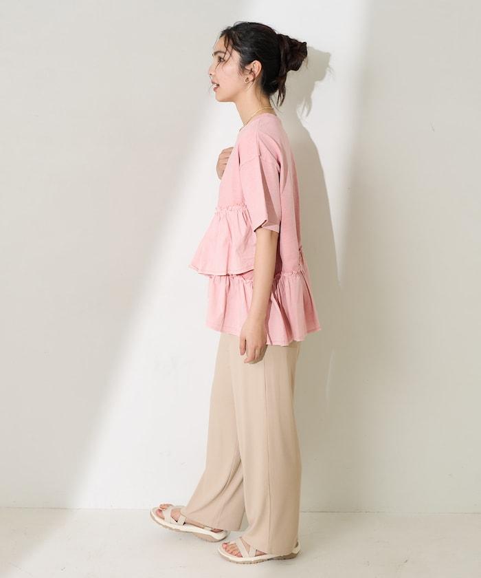 <接觸冷感/UV防護>冰夏季 肋骨寬鬆褲