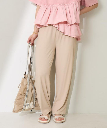 <接觸冷感/UV防護>冰夏季 肋骨寬鬆褲