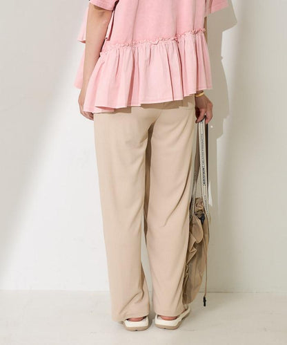 <接觸冷感/UV防護>冰夏季 肋骨寬鬆褲