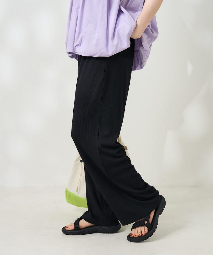 <接觸冷感/UV防護>冰夏季 肋骨寬鬆褲