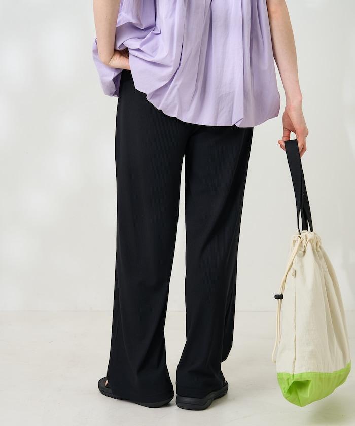 <接觸冷感/UV防護>冰夏季 肋骨寬鬆褲