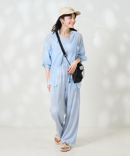 <接觸冷感/UV防護>冰夏季 肋骨寬鬆褲