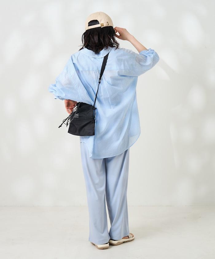 <接觸冷感/UV防護>冰夏季 肋骨寬鬆褲