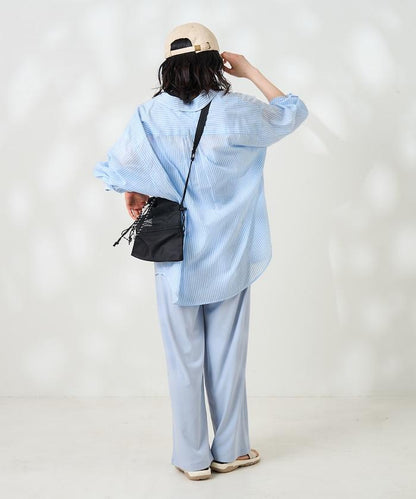 <接觸冷感/UV防護>冰夏季 肋骨寬鬆褲