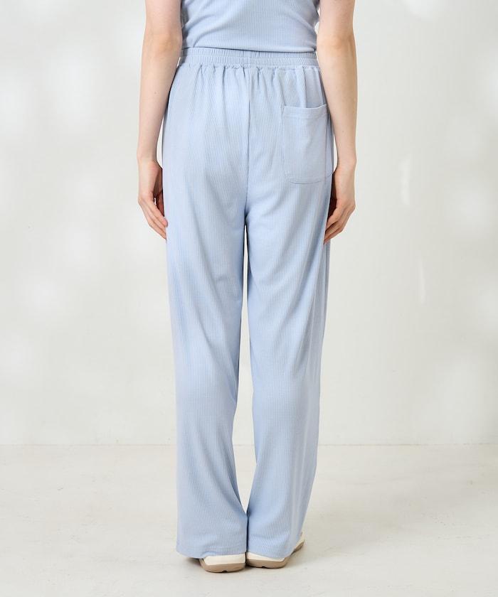 <接觸冷感/UV防護>冰夏季 肋骨寬鬆褲