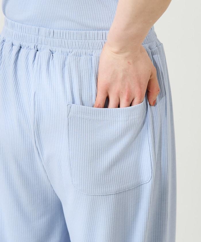 <接觸冷感/UV防護>冰夏季 肋骨寬鬆褲